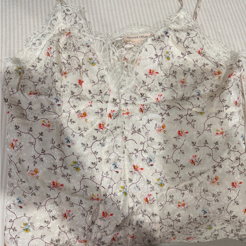 Rebecca Taylor Floral Lace Cami in Cream